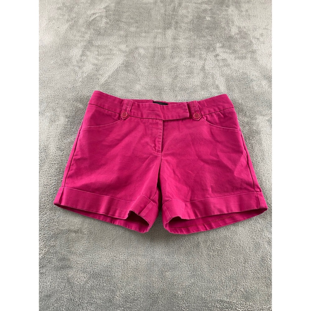 The Limited Drew Fit Fuchsia Pink Cuffed Chino Shorts Womens Sz 8 Stretch Cotton